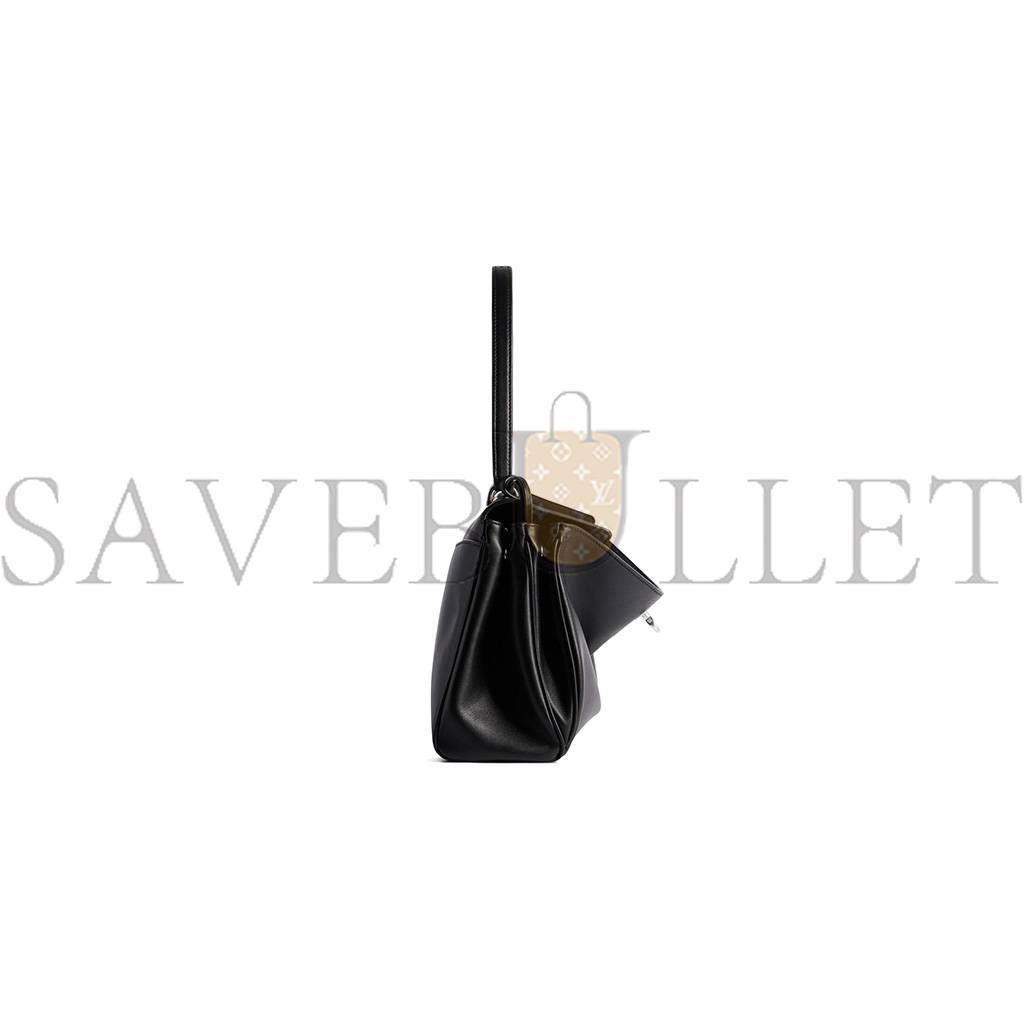 Ba*len*cia*ga rodeo small handbag in black smooth calfskin (29*20*10cm)